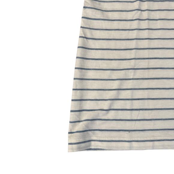 Lucky Brand Venice Burnout Stripe Tee XS White Blue Summer Soft Barefoot Energy - Picture 4 of 5